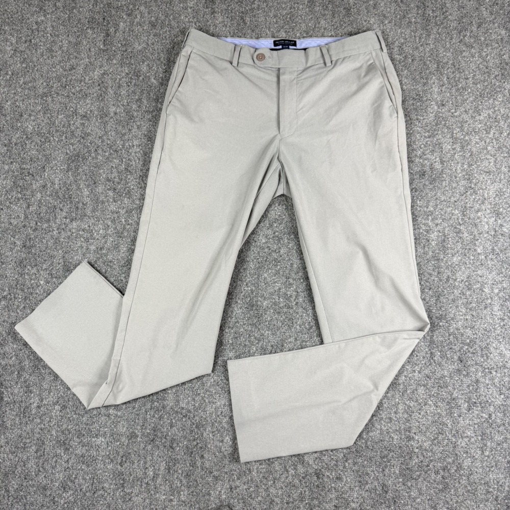 Peter Millar Crown Crafted Pants Mens 32/30 Gray Performance Golf Chino Trousers